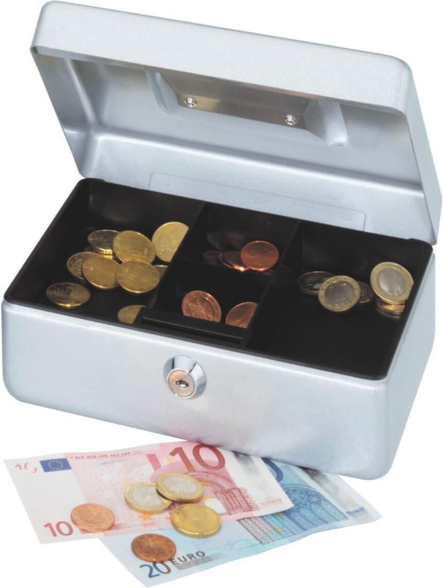 Geldcassette van Staal met Slot - 20 x 17 x 9 cm - Ideaal voor Spaarpot en Veilig Bewaren van Geld