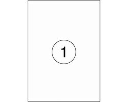 Stickervellen Geschikt voor A4 Printetiketten | 210 x 297 mm | Wit - 1 Sticker per Vel - 100 stuks per verpakking - Papier - Zelfklevend - Geschikt voor: inkjet-, laserprinters en kopieermachines