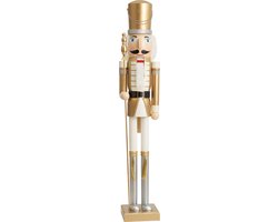 THE TWIDDLERS - Reuze Houten Kerst Notenkraker Koning 4FT (120cm) - goud & weiß, premium handgemaakt dennenhout klassieke traditionele ornament, Weihnachtsdekoration mit beweglichen Teilen
