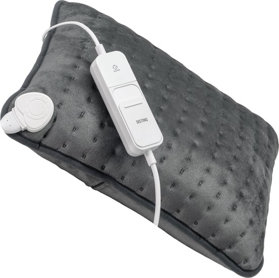 DistinQ Warmtekussen - Elektrische Kussen - Ultra Fleece - 30x40 cm - Grijs - 3 Warmtestanden met Timer - Heating Pillow - Energiezuinig