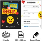 Uitnodiging kinderfeestje - Voordeelset 20 stuks - Thema Emoji - Beschrijfbaar - Uitnodigingskaarten - Uitnodiging verjaardag - uitnodiging verjaardag feest - Uitnodiging kinderfeestje Jongen of Meisje - Uitnodiging feestje - uitnodigingen