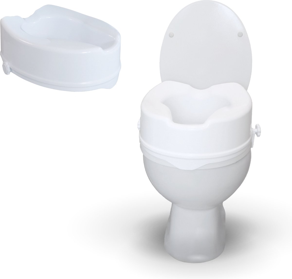 Mobiclinic Titán - Toiletverhoger - 10 cm - Zonder deksel - Max 160 kg - Toiletbril - WC Verhoging - Verstelbaar - Toiletbril - Toiletzitting - Wit