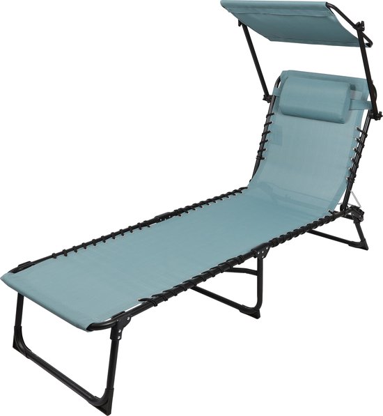 SET X 2 ZONNELOUNGE MET PARASOL EN KUSSEN - BLAUWGRIJS — afbeelding 3