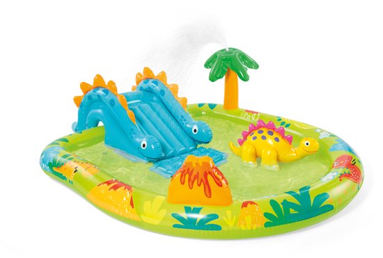 Foto: Intex little dino opblaaszwembad met glijbaan 191 x 152 x 58 cm