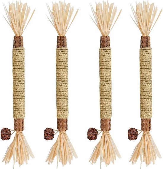 FURTASTIC® Matatabi Stokjes voor Katten - 4 Stuks - 100% Natuurlijk en Eetbaar Kattenspeelgoed - Katten Sticks - Kattenkruid speelgoed - Sterker effect dan Catnip