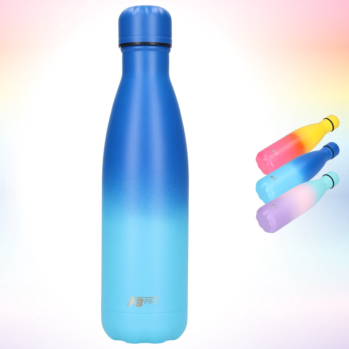 FBFS138, Thermosfles, Drinkfles, Waterfles - Modern & Slank Design - Thermos Fles voor de Warme en Koude Dagen - Dubbelwandig - Robuuste Thermoskan - 500ml - Fresh Sky Blue - Lucht Blauw