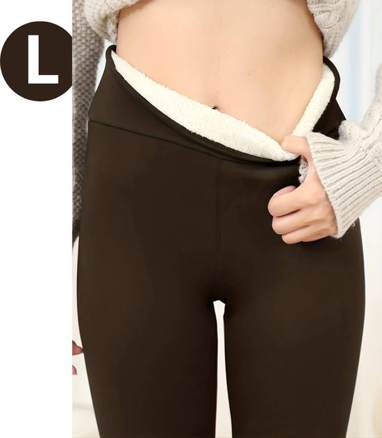 Bovista Winter Panty - Warme panty - Fleece Panty - Thermo Panty - Legging - Stretch - Dames Kleding - Khaki - Maat L
