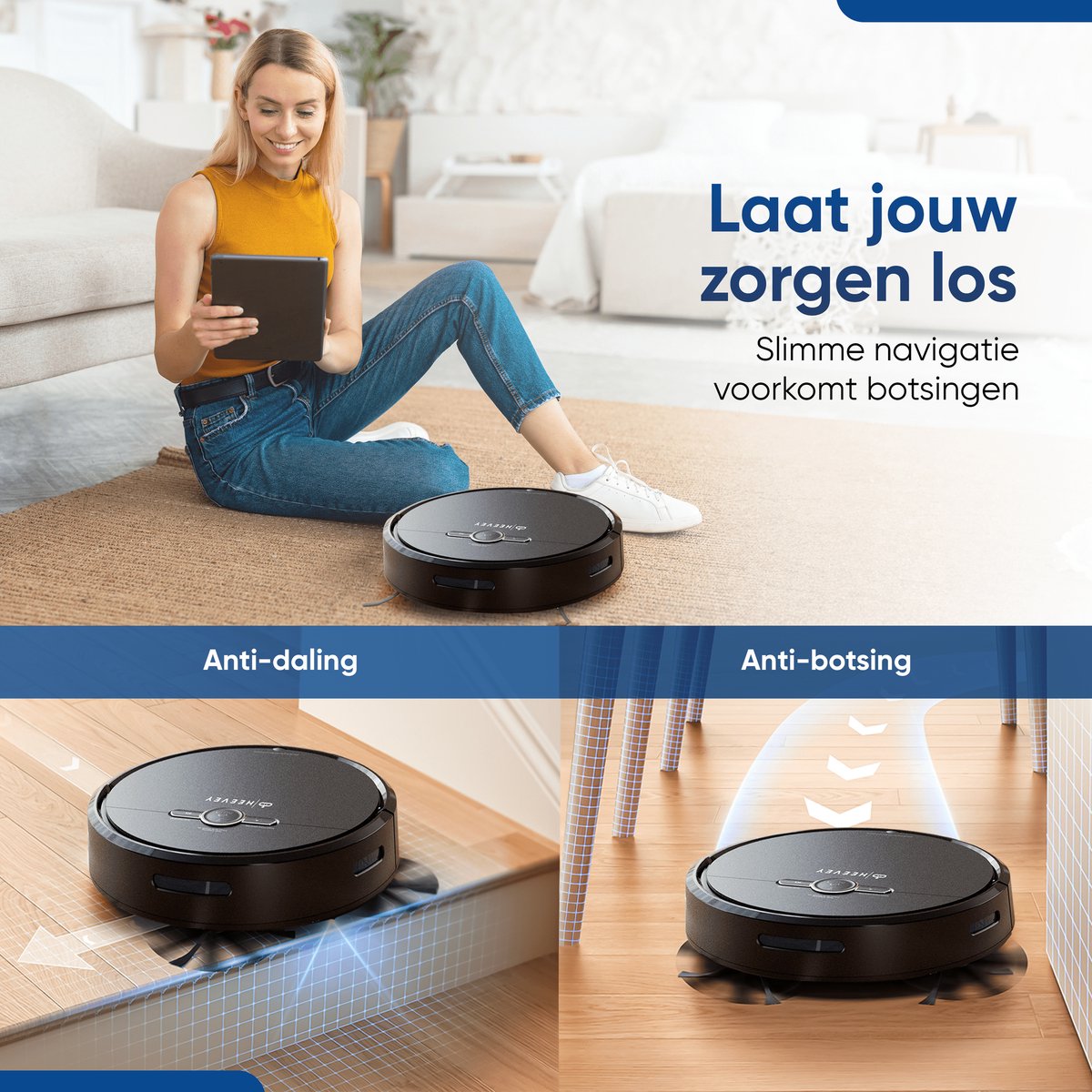 Heevey Robotstofzuiger met dweilfunctie - Automatisch oplaadstation - Dweilrobot - Robotstofzuiger huisdieren — afbeelding 6