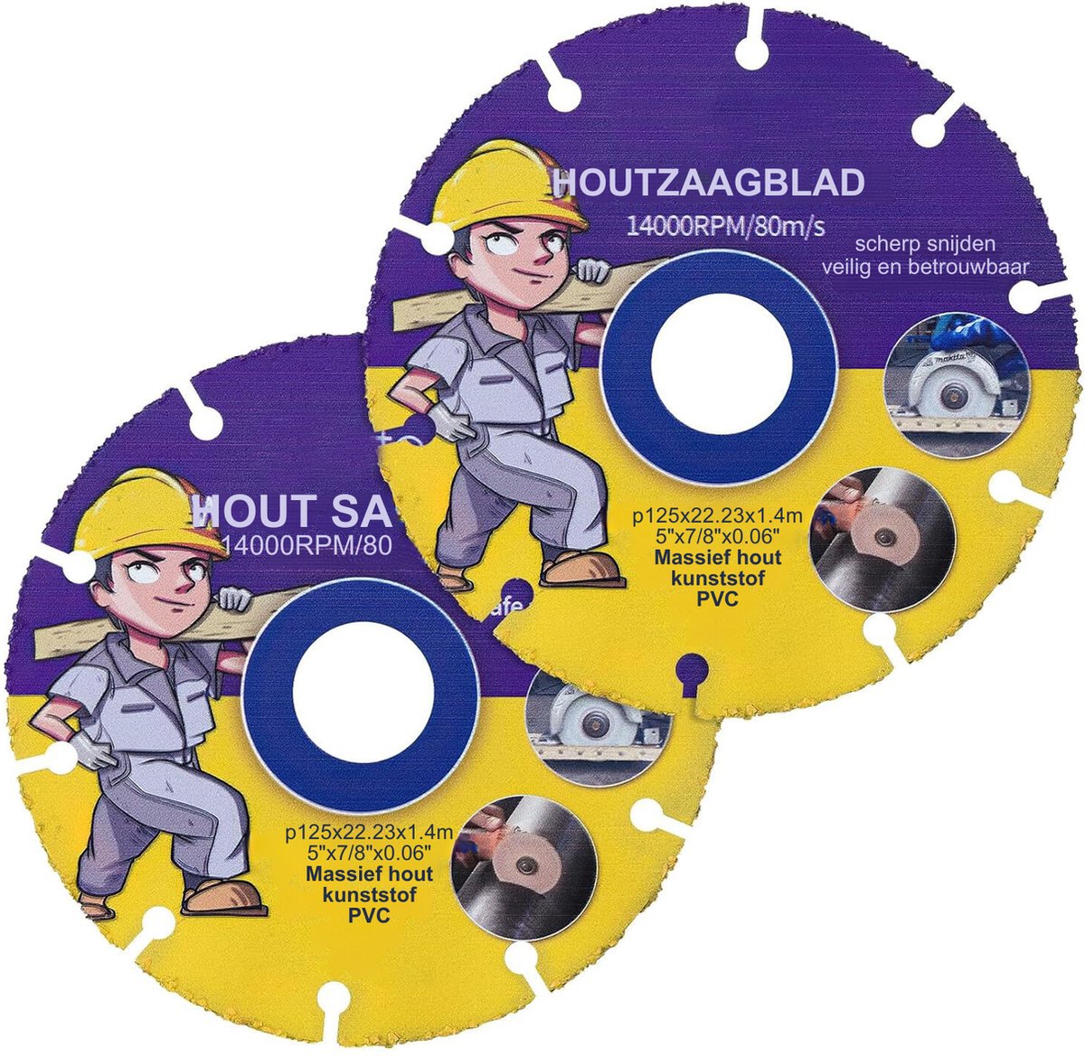 2-Delige Cirkelzaagbladen 125mm - Hadfield Staal Hardmetalen Zaagbladen Voor Houtbewerking En Kunststof