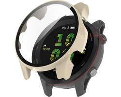 Watch case screenprotector - hoesje - gehard glas - geschikt voor Garmin Forerunner 255 - beige