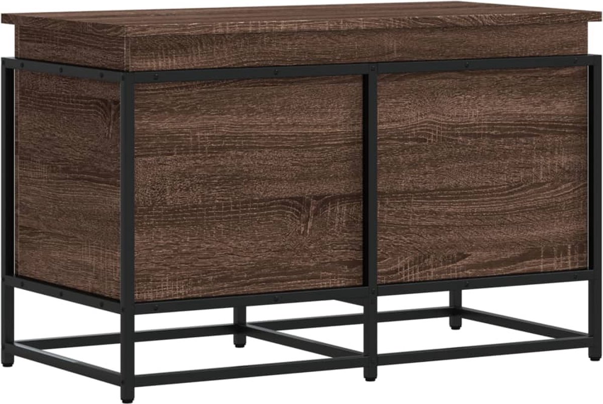 vidaXL - Opbergbox - met - deksel - 80x40x51,5 - cm - bewerkt - hout - bruin - eiken