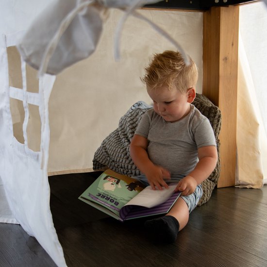 Sunny Nova Tafeltent Crème - Speeltent met ramen en deur van 100% katoen - Duurzaam en veilig speelplezier van Sunny. — afbeelding 5