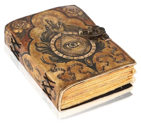 Leren Notitieboek - Derde Oog - Handgemaakt - Leren Notitieboek - Schrijfboek - Journal - Schetsboek - Notebook - Derde Oog - (lxbxd) ca. 18cm x 13cm x 4cm