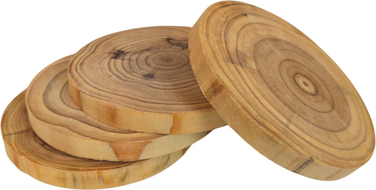 Hardhouten onderzetters - 4 stuks - Ca. 10cm - natuurlijk