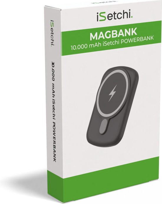 iSetchi Magsafe Power Bank 10 000 mAh - Klein taille - Magnétique et sans fil - Pour iPhone 12 & 13 - Chargeur de batterie sans fil
