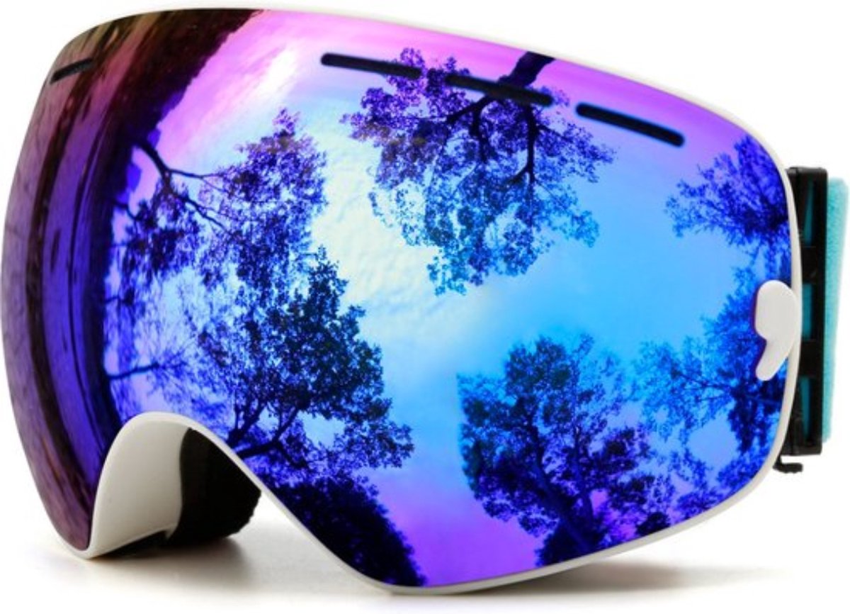 Bovista Skibril - Ski Zonnebril - Wintersport - UV-Bescherming - Winddicht - Ski Gadgets - Dames & Heren - Wit & Blauw