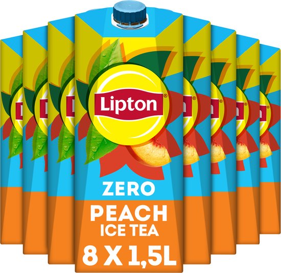 Lipton Ice Tea Peach pak - Zero Sugar - zonder suiker - 8 x 1500 ml - Voordeelverpakking