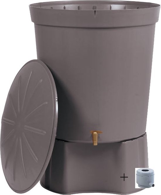 Baril de pluie Graf Lanzarote 300 L-avec robinet avec pied-avec machine de remplissage pour tuyau d'évacuation rond