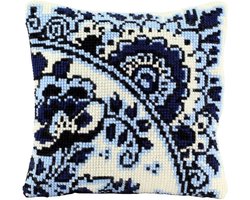 Pako Borduurpakket - kruissteekkussen- Holland Delft blauw -geprint stramien - 003.137 -DIY kit