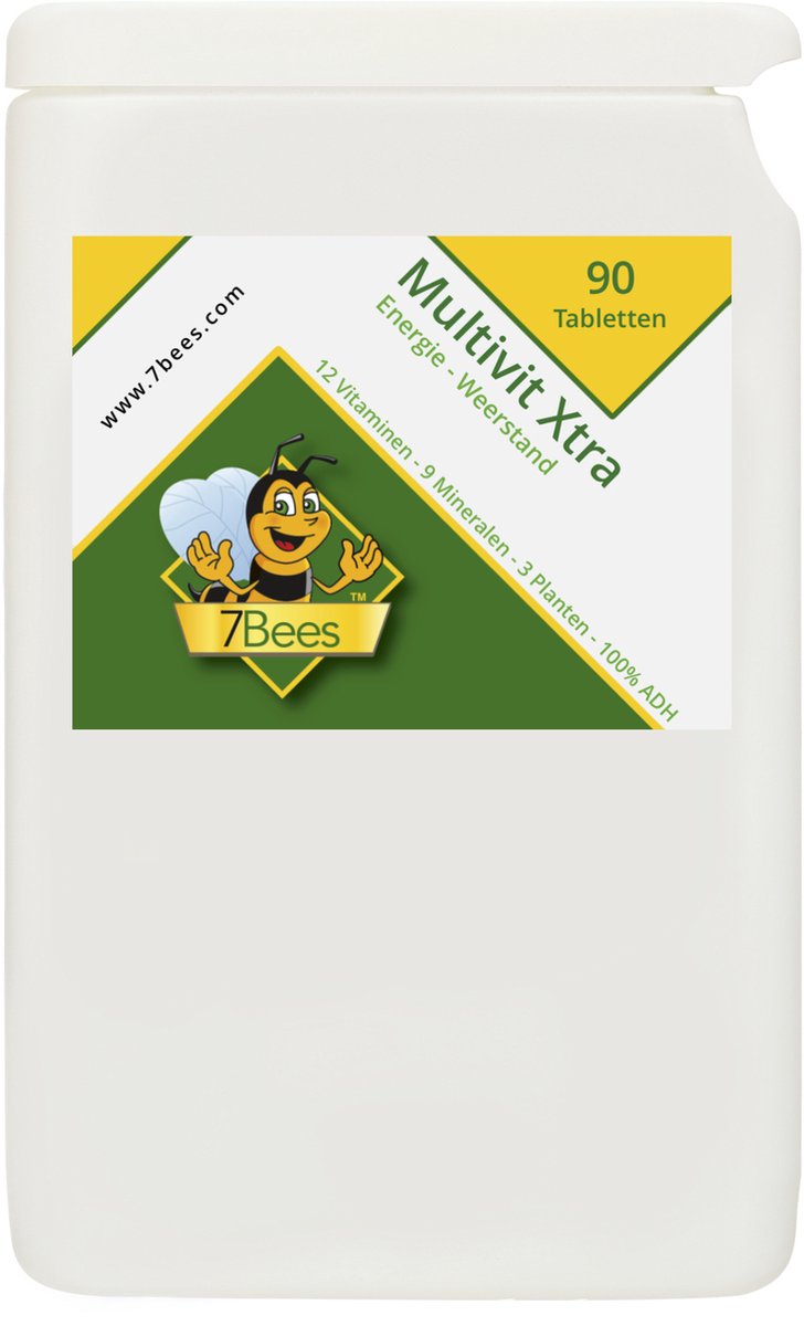 Goedkoopste 7Bees Multivit Xtra 90 tabs - 12 Vitaminen - 9 Mineralen met Panax Ginseng - Ginkgo Biloba en Rhodiola Rosea