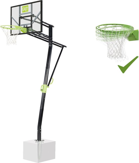 EXIT Galaxy basketbalbord voor grondmontage met dunkring - groen/zwart
