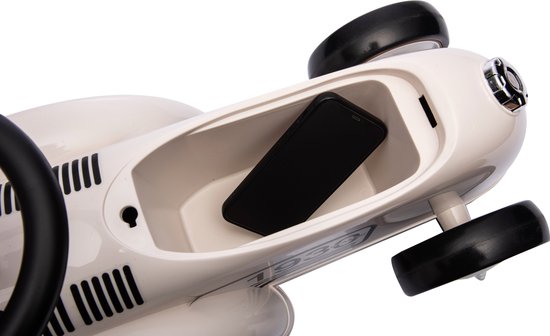 Eco Toys - Retro Loopauto - Wit - Met Claxon & Opbergruimte - Lekvrije EVA Banden - Vanaf 18 Maanden - Max. 25 kg