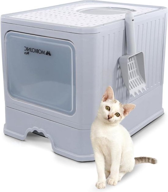 Mobiclinic® pets, Overdekte kattenbak, Uitschuifbare lade, Inclusief schepl, Catbox, Dubbele voor- boveningang met deksel, Bovenrooster, Elegant uiterlijk, Demonteerbare structuur Mobiclinic® pets, Overdekte kattenbak, Uitschuifbare lade, Inclusief schepl, Catbox, Dubbele voor- boveningang met deksel, Bovenrooster, Elegant uiterlijk, Demonteerbare structuur