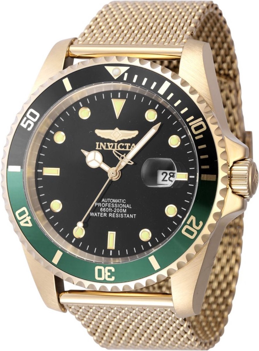 Invicta Pro Diver 47967 Heren Horloge - Waterdicht - Analoog - Automatisch Uurwerk - Roestvrij Staal met zwarte Wijzerplaat - 47mm