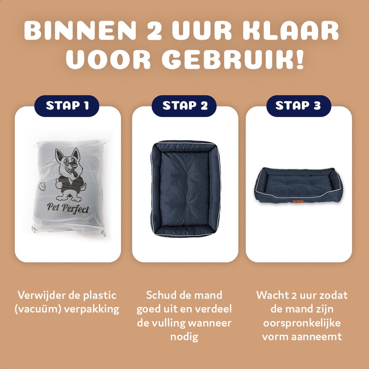 Pet Perfect Benchkussen XL - Hondenkussen Wasbaar - Hondenmand - Blauw - 90x55x10 thumbnail 8