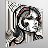 Modern vrouw schilderij | Vrouwelijke verbeelding: Een eigentijds meesterwerk van vrouwelijke kunst | Kunst - 40x40 centimeter op Dibond | Foto op Dibond