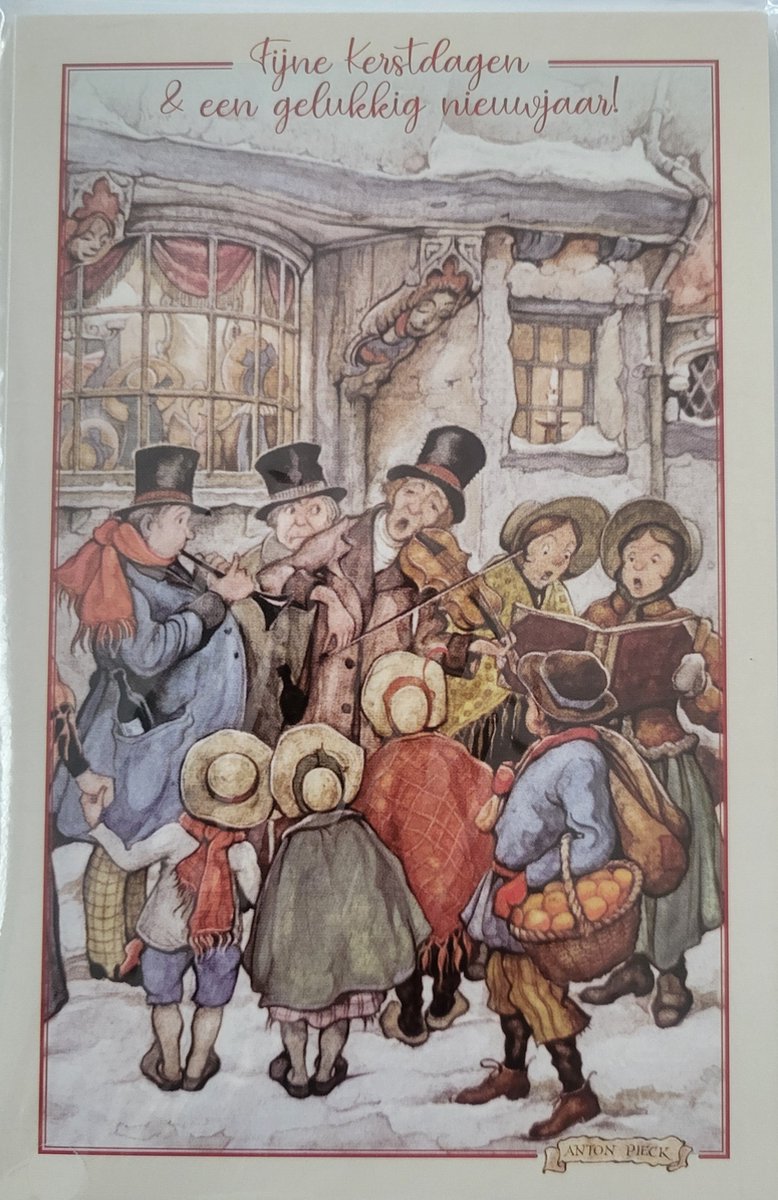 8 dubbele Kerstkaarten Anton Pieck koor - Kerstkaarten met enveloppen - klassiek kerstkoor en kinderen - Fijne Kerstdagen