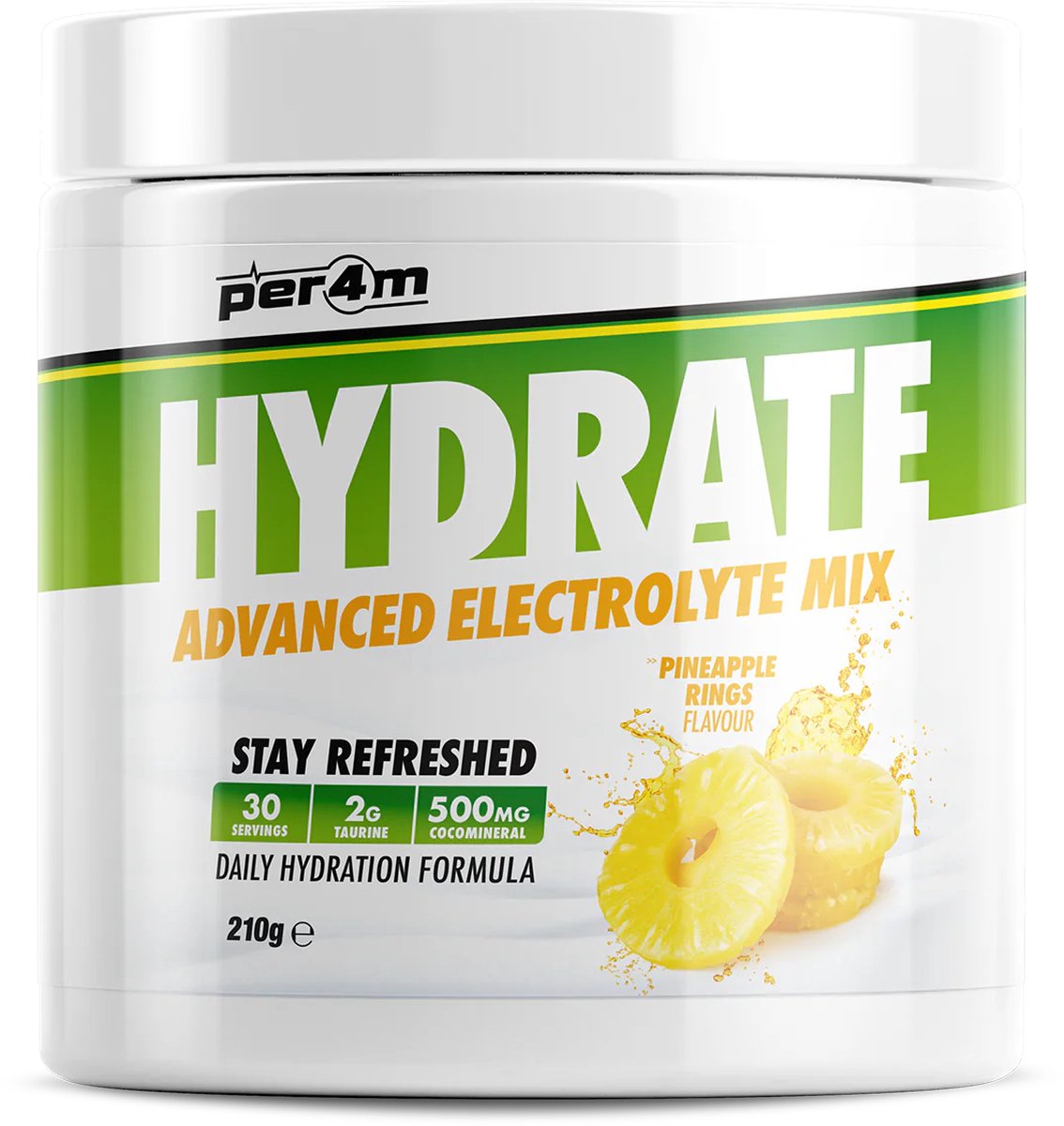 Goedkoopste Per4m - Hydrate - Advanced Electrolyte Mix - Pineapple Rings - 30 servings - Elektrolyten - Electrolytes - Elektrolyten poeder - Sportdrank - Sportdrank poeder - Taurine