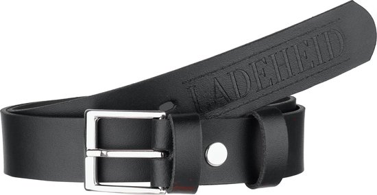 Ladeheid Kinderriem – Riem - Jongens - Broekriem - Verstelbaar - Leer – Zwart-1 /Logo-2 – 60 cm LA-EL-KIDS