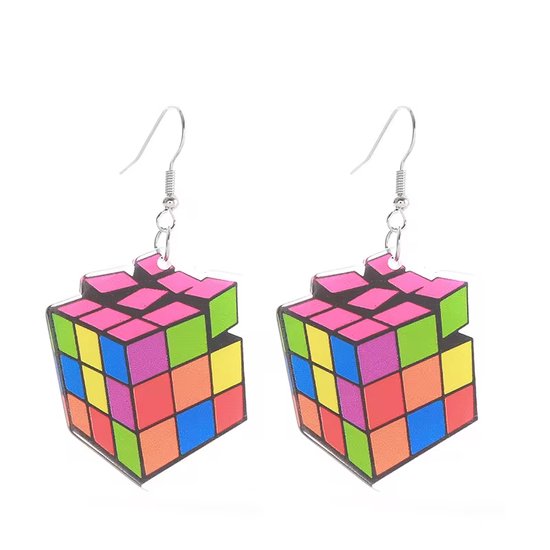 Boucles d'oreilles rétro - Rubik's Cubes