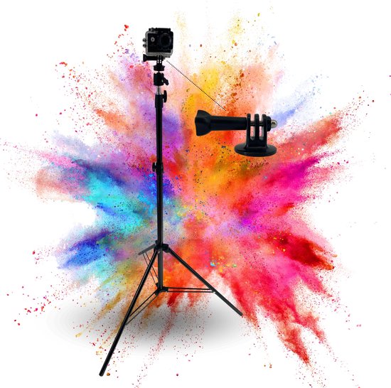 TronicXL 210cm Statief 3-delig geschikt voor DJI Osmo, GoPro, Hero, Hero+, 3, 4, 5, 6, 7, 8, 9, 10, 11, 12, 13, Session - Action Cam Mount - Camerastatief - 2m