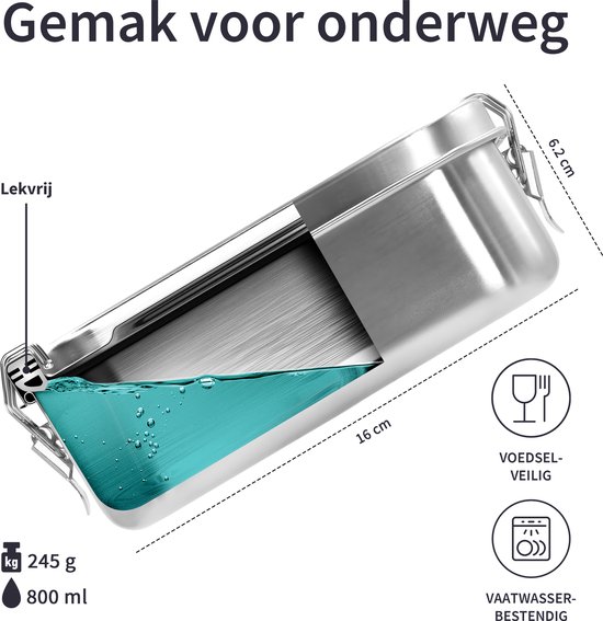 Boite Gouter Inox 800 ml | Boite à Gouter Sans Bpa | Boite Repas Hermetique | Boite Compartiment Repas | Lunch Box Etanche | Bento Inox 800 ml | Lunchbox | Bambaw