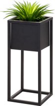 H&S Collection Bloempot op standaard 50 cm metaal zwart