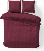 iSleep Housse de couette Rayure Satin - Double - 200x200/220 cm - Bordeaux