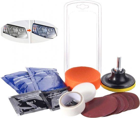 KIT COMPLET DE Nettoyage Et De Polissage Des Phares Automobiles élimine