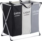 Bol.com BRASQ Wasmand Wassorteerder Wasbox met 3 vakken - Multi color - 118 Liter - Opvouwbaar aanbieding