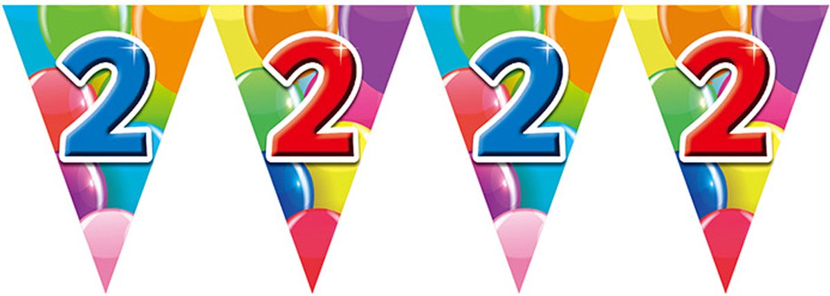 3x Vlaggenlijn 2 jaar 10 meter - Verjaardag Feestje Vlag Vlaggen Versiering Slinger Feestdecoratie Decoratie