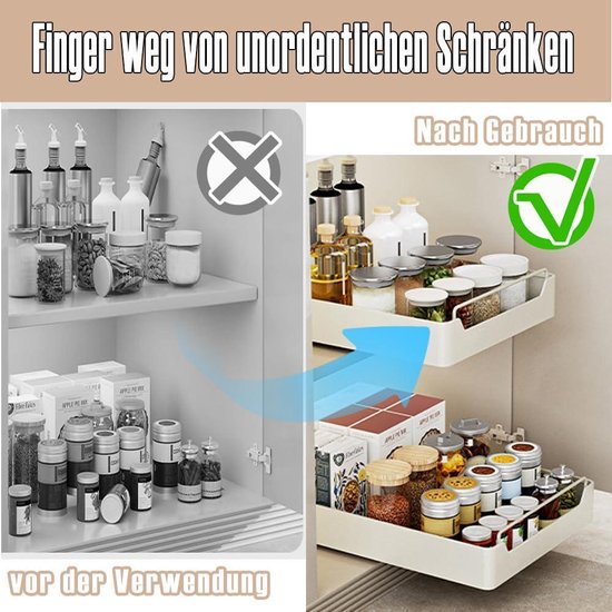 LifeStages® Set van 2 uitschuifbare kastorganizer, telescopische lade [geen boren en