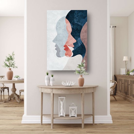 Peinture sur verre Visages - Peintures sur verre Personnes - Tableau Silhouettes - Décoration murale moderne - Verre acrylique - Accessoires de bureau verre acrylique 60x90 cm