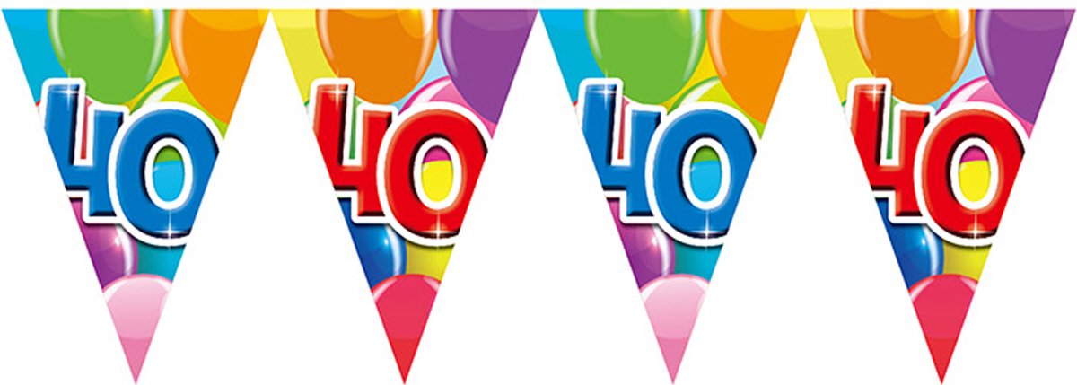 6x Vlaggenlijn 40 jaar 10 meter - Verjaardag Feestje Vlag Vlaggen Versiering Slinger Feestdecoratie Decoratie