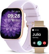 Avalue AMOLED & AI Smartwatch Dames & Heren - Activity Tracker met Bluetooth Call, Stappenteller en Bloeddrukmeter - Geschikt voor alle Smartphones - Paars