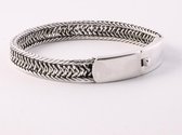 Gevlochten zilveren armband met kliksluiting - pols 20 cm