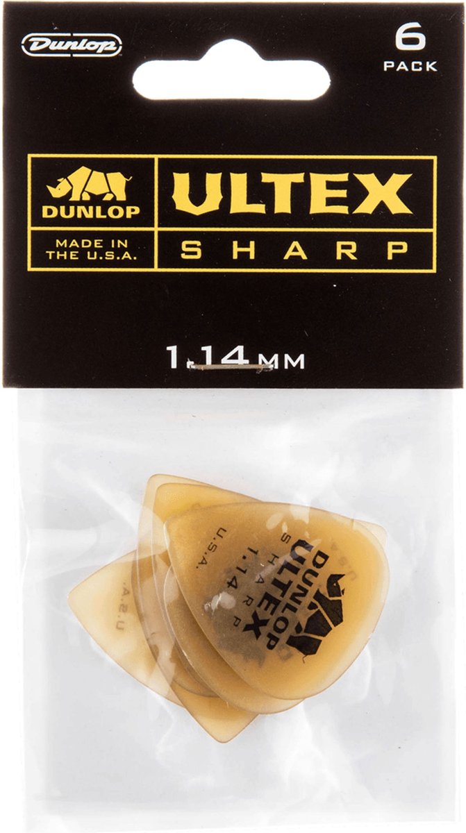 Dunlop 433P114 Ultex Sharp Pick 1.14 mm plectrumset (6 stuks)