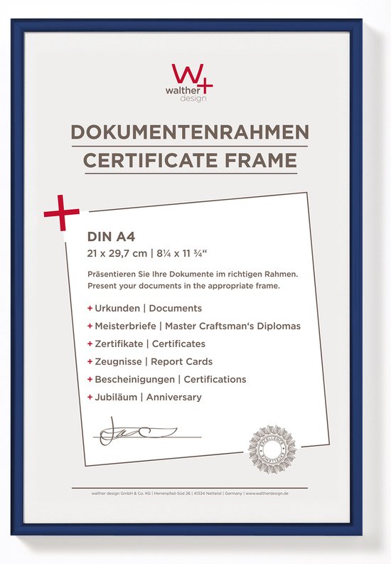Walther New Lifestyle - Kunststof lijst - Fotoformaat 21x29,7 cm (DIN A4) - Blauw
