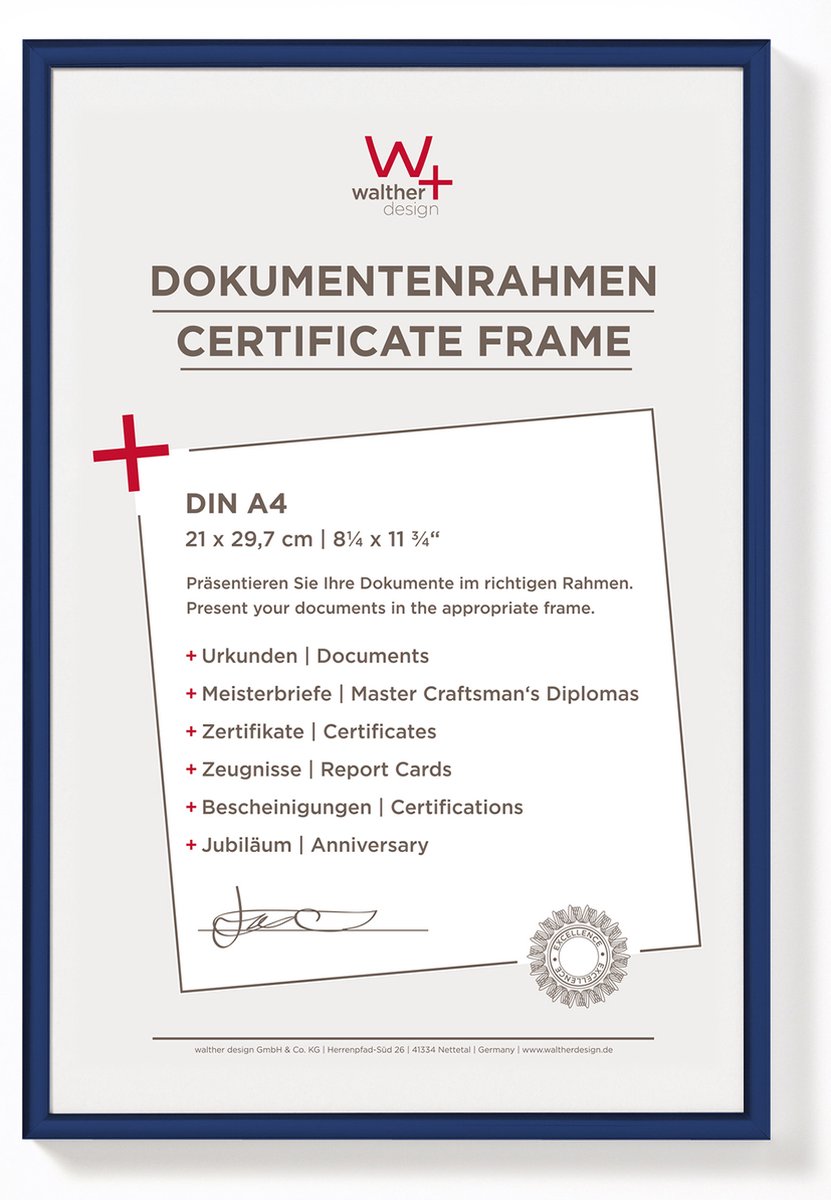 Walther New Lifestyle - Kunststof lijst - Fotoformaat 21x29,7 cm (DIN A4) - Blauw