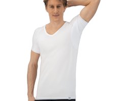 Anti Zweet Shirt - Fibershirts® - Ingenaaide Okselpads - Ondershirt - Wit - V-hals - Heren